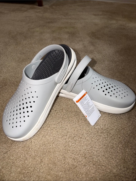 CROCS Other - CROCS Light Gray Ventilated Slip-On Clogs with Heel Strap